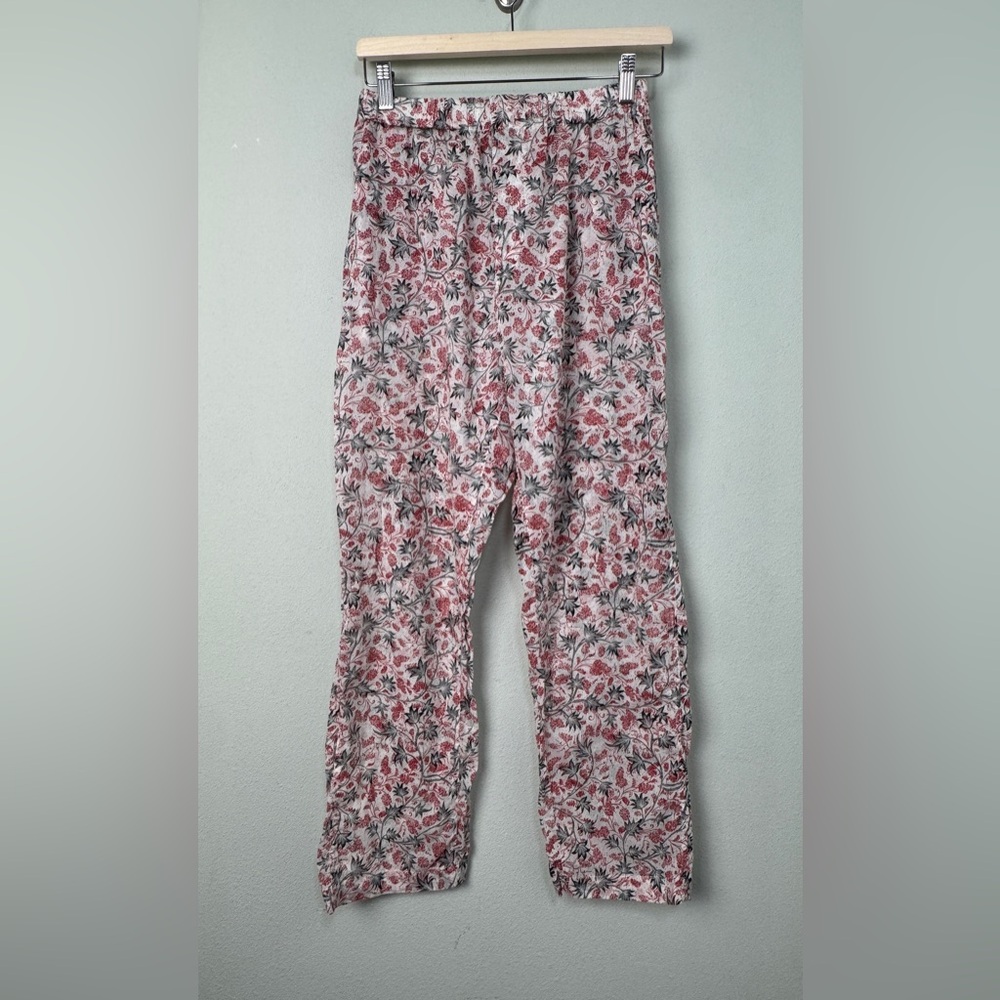 Isabel Marant Etoile Floral Print Pants FR 34 US XS Red White Cotton Resortwear